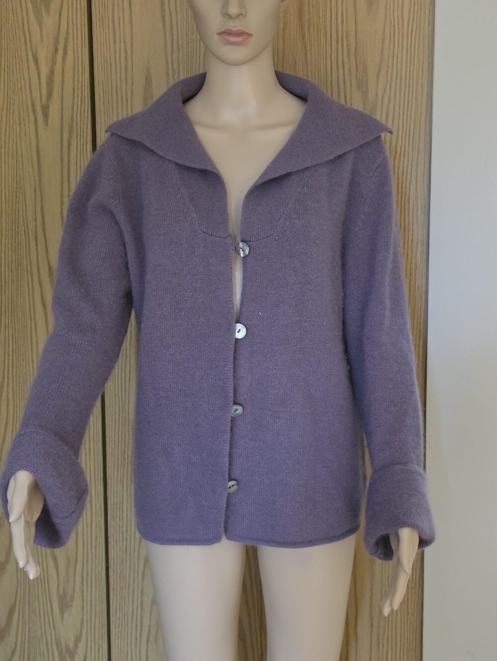 Sand Wish Soft Lavender Button-Up Cardigan Angora Blend Size M
